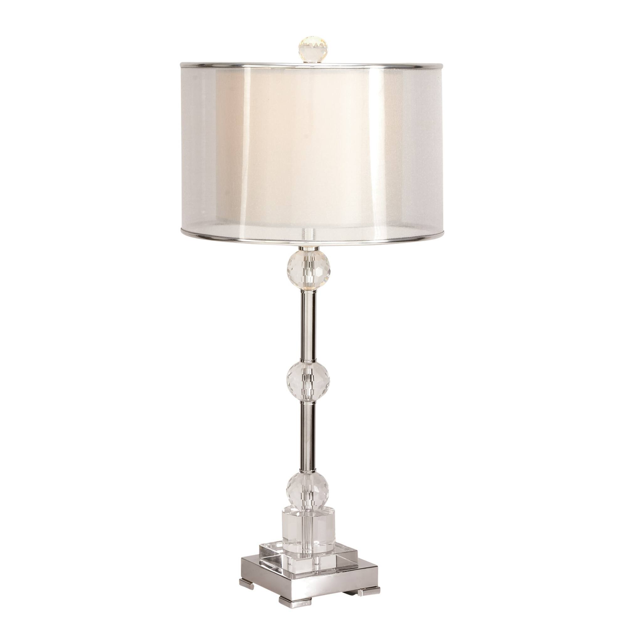 Silver Metal Glam Table Lamp, 30" x 14" x 14"